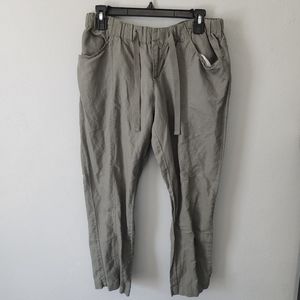 Columbia linen blend green elastic waist capri ankle pants pockets size 27